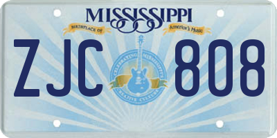 MS license plate ZJC808