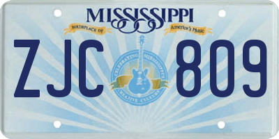 MS license plate ZJC809