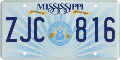 MS license plate ZJC816
