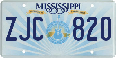 MS license plate ZJC820