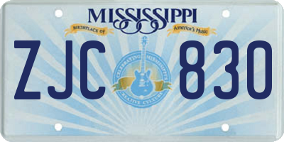 MS license plate ZJC830