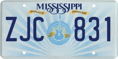MS license plate ZJC831