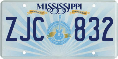 MS license plate ZJC832