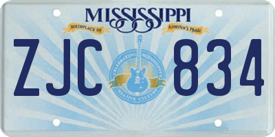 MS license plate ZJC834