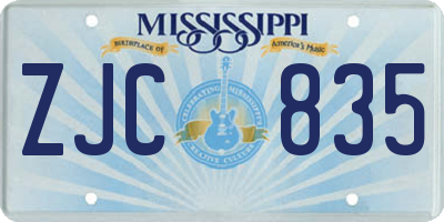 MS license plate ZJC835