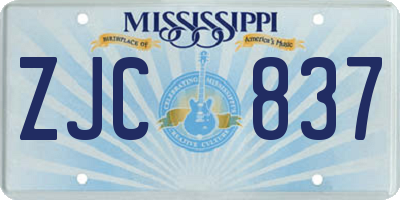 MS license plate ZJC837