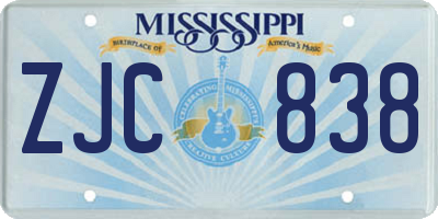 MS license plate ZJC838