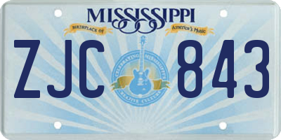 MS license plate ZJC843