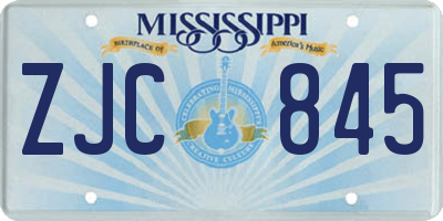 MS license plate ZJC845