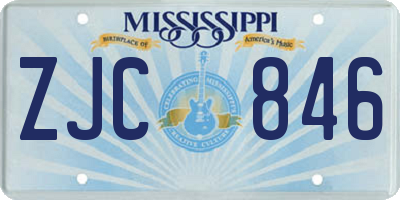 MS license plate ZJC846
