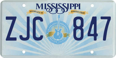 MS license plate ZJC847