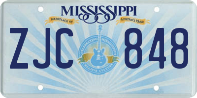 MS license plate ZJC848