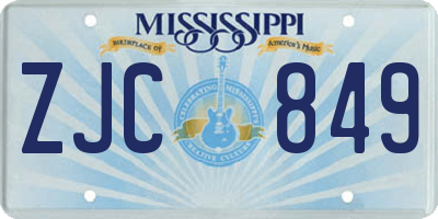 MS license plate ZJC849