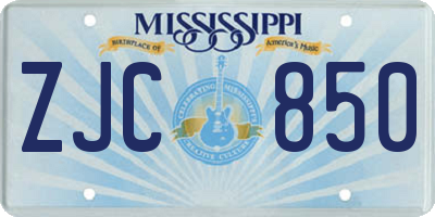 MS license plate ZJC850