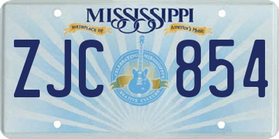 MS license plate ZJC854