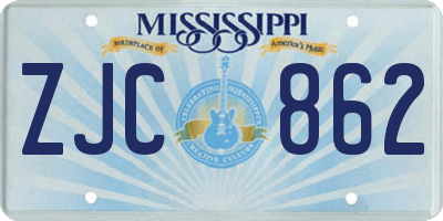 MS license plate ZJC862