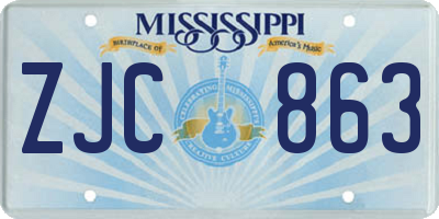 MS license plate ZJC863