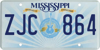 MS license plate ZJC864