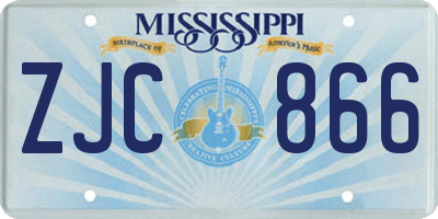 MS license plate ZJC866