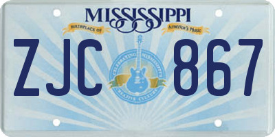 MS license plate ZJC867