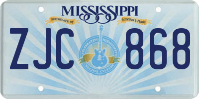 MS license plate ZJC868