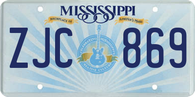 MS license plate ZJC869
