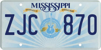 MS license plate ZJC870
