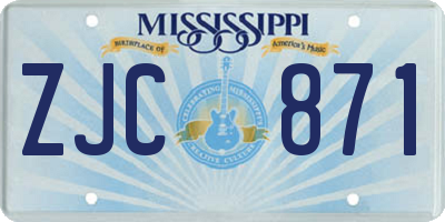 MS license plate ZJC871