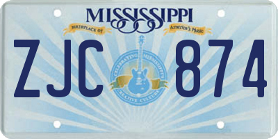 MS license plate ZJC874