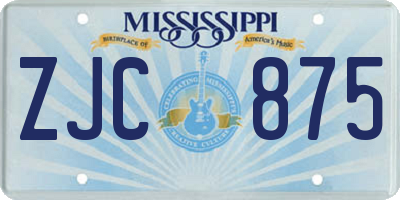 MS license plate ZJC875