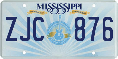 MS license plate ZJC876