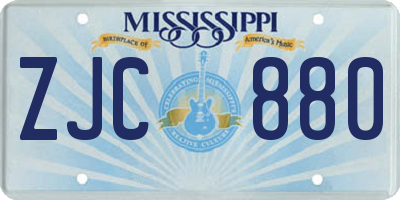 MS license plate ZJC880