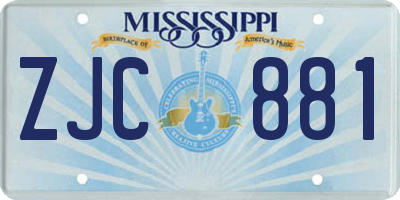 MS license plate ZJC881