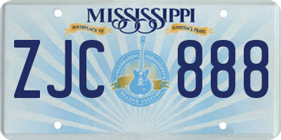 MS license plate ZJC888