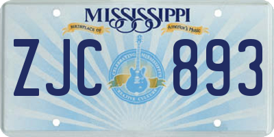 MS license plate ZJC893