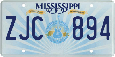 MS license plate ZJC894
