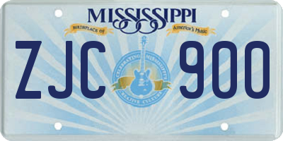 MS license plate ZJC900