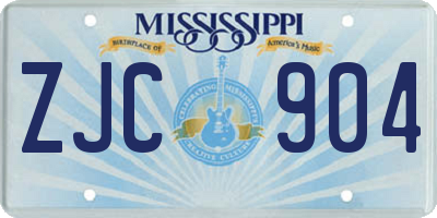 MS license plate ZJC904