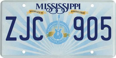 MS license plate ZJC905