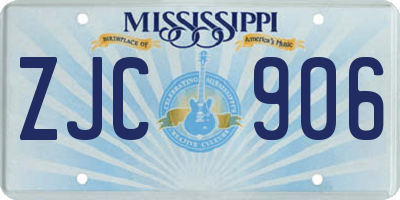MS license plate ZJC906