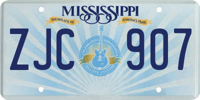 MS license plate ZJC907