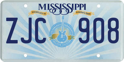 MS license plate ZJC908