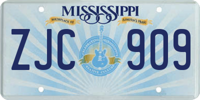 MS license plate ZJC909
