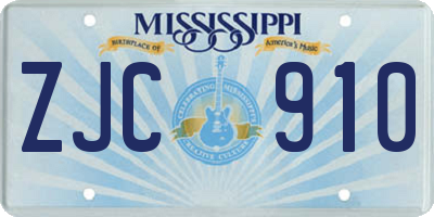 MS license plate ZJC910