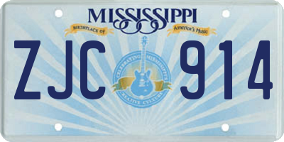 MS license plate ZJC914
