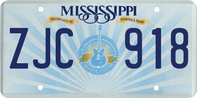 MS license plate ZJC918