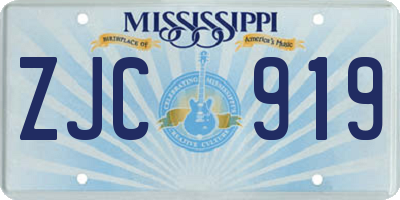 MS license plate ZJC919