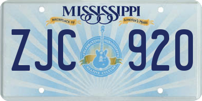 MS license plate ZJC920