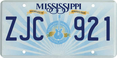 MS license plate ZJC921