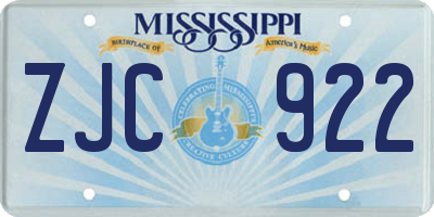 MS license plate ZJC922